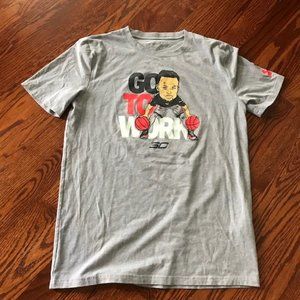 YOUTH UNDER ARMOUR T-SHIRT GRAY LOOSE HEATGEAR GO TO WORK SC Sz. YXL VGUC